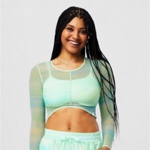Fabletics Sheer Athletic Crop Top Ombré Waves
